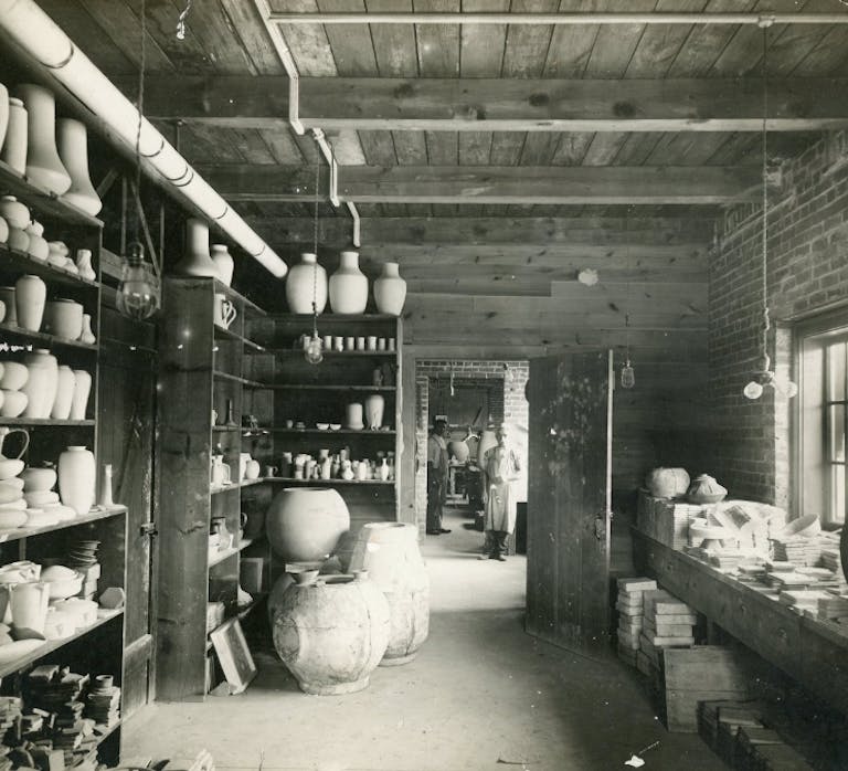 Vintage photo of pottery at Pewabic
