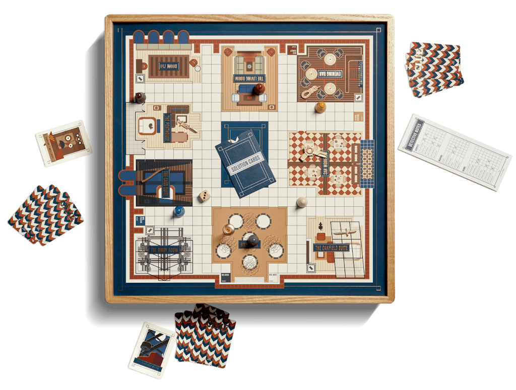 The CLUE: Shinola Hotel Edition game board