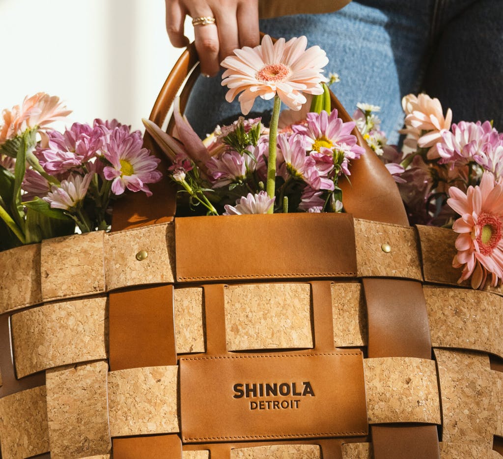 Shinola bag with flowers
